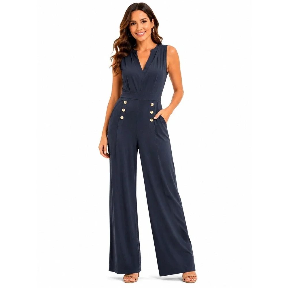 INC Jumpsuit Romper Large Wide Leg Workwear Office Brunch - Picture 1 of 12